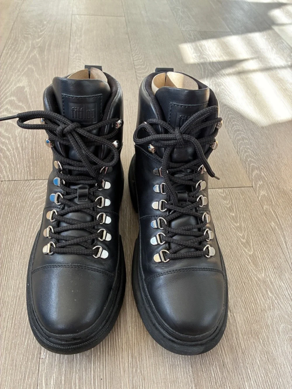 Fitflop hiker leather lace up black boots gorpcore heavy duty size 10 - Picture 2 of 10